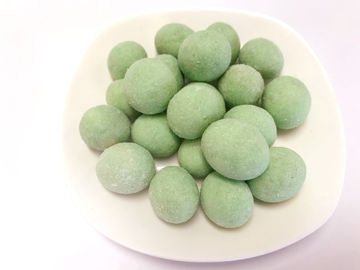 Round Shape Wasabi tráng đậu phộng Snack màu xanh lá cây chi phí đậu phộng giòn