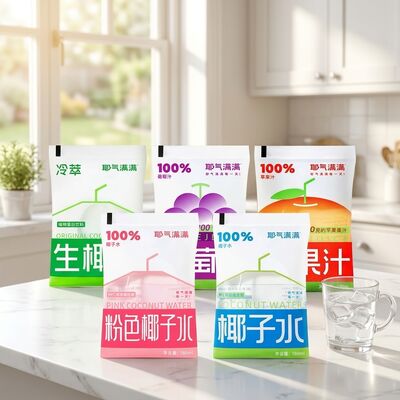Nước uống dừa sống với công nghệ nén lạnh NFC trong túi xách di động 180ml và không có chất bảo quản bổ sung