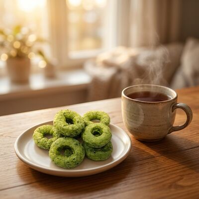 Matcha Crispy Rings - Sự hợp nhất matcha và ngũ cốc tươi mới, đồ ăn nhẹ có hình nhẫn, không có tội lỗi linh hoạt cho mọi dịp