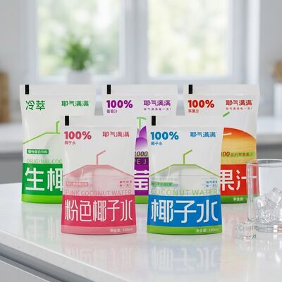 Nước uống dừa sống với công nghệ nén lạnh NFC trong túi xách di động 180ml và không có chất bảo quản bổ sung